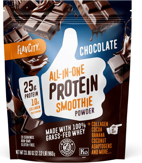 FlavCity All-in-One Protein Smoothie Powder, Chocolate, 20 Servings