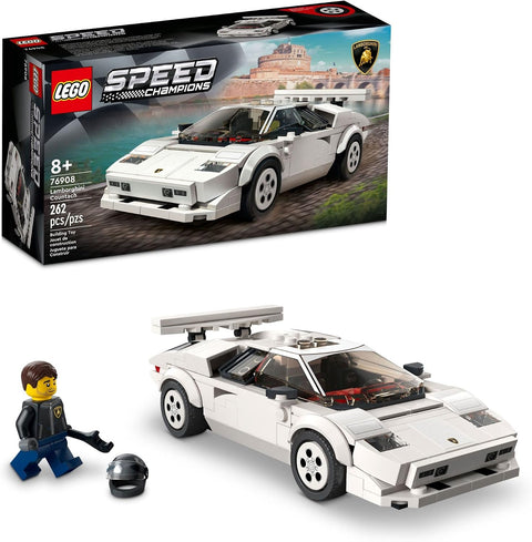 LEGO Speed Champions Lamborghini Countach 76908 Building Kit; Collectible Model of the Iconic 1970's Super Sports Car for Kids Aged 8+, Includes a Driver Minifigure with Helmet and Wrench (262 Pieces)