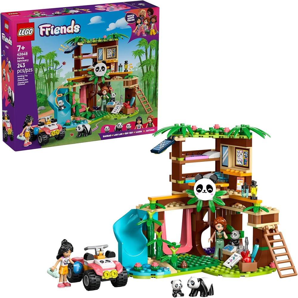 LEGO Friends Panda Sanctuary Animal Care Building Toy - Playset for Girls & Boys, Ages 7+ - Gift Idea for Birthdays - W/ 2 Minifigures & Panda Toys - 42648