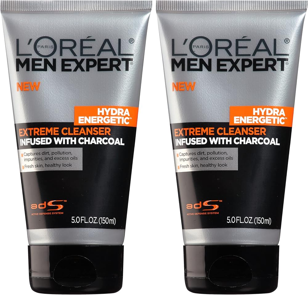L'Oreal Paris Men Expert Hydra Energetic Daily Facial Cleanser with Charcoal, 2 ct. - Personal Care
