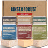 Rinse & Robust Mens Soap Bar Set 6Pcs Natural Handmade Cleansing Bar Soap Set Moisturizing Exfoliating Scrub Soap Fathers Day Gift for Dad All Skin Type, 6 Different Scents, 3.5 oz of 6 Bars