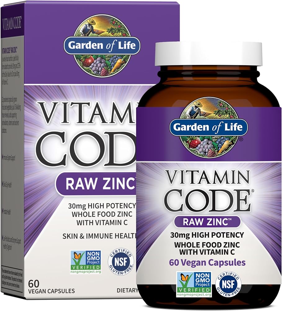 Garden of Life Vitamin Code Raw Zinc Supplement 30mg, 60 Vegan Capsules - Personal Care