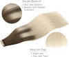 WENNALIFE Tape in Hair Extensions Human Hair, 40pcs 80g 12 inch Ombre Sandy Brown to Plati - Image 4