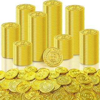 120 PCS Gold Coins, 1.4 inch Plastic Fake Pirate Coins, Fake Money