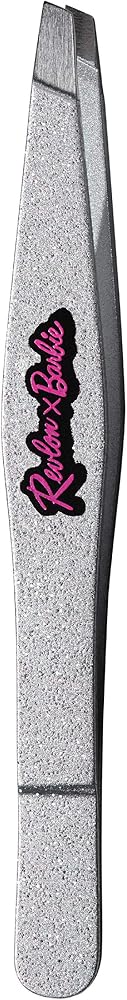 Revlon x Barbie Slant Tip Tweezer, Stainless Steel Hair Removal Makeup Tool (Packaging May Vary)