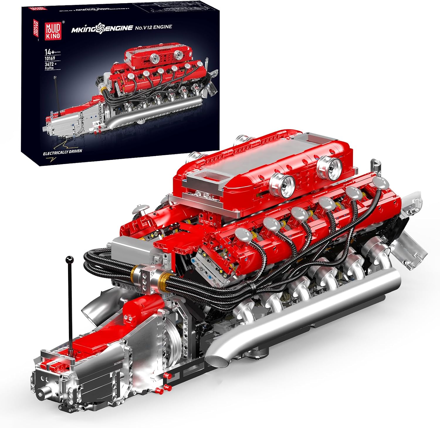 Mould King V12 Engine Model Kit that Runs, MOC Engineering Model Building Kit with Battery and Motor, 3472 PCS STEM Engineering Building Blocks for Adults