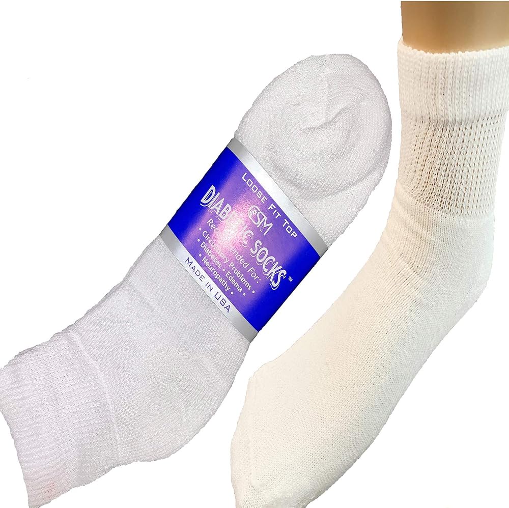 Creswell Diabetic Socks, 3 Pairs, Crew Length, Size 10-13, Large, White - Personal Care
