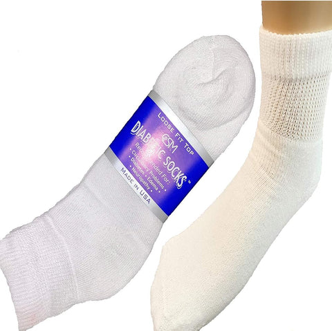 Creswell Diabetic Socks, 3 Pairs, Crew Length, Size 10-13, Large, White - Personal Care