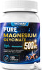 Pure Magnesium Glycinate 500mg, High Absorption Magnesium Supplement for Women & Men | Sleep Support, Muscle Cramp Relief, Stress (120 Count)