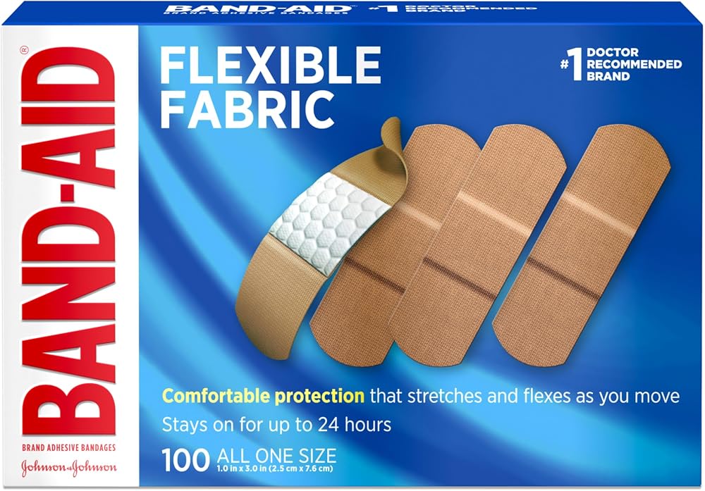 BAND-AID Brand Flexible Fabric Adhesive Bandages, All One Size, 100 Count