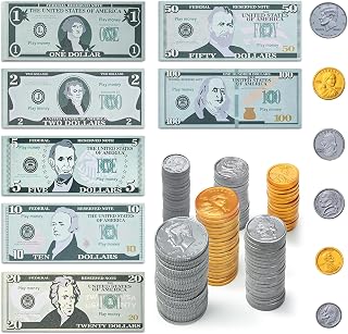 260-Piece Educational Play Set for Kids – Develop Early Math Skills with Realistic Pretend Bills, Education Develop Early Math Skills, Birthday Gift Preschool Games for Ages 3+ (260 piece-1)