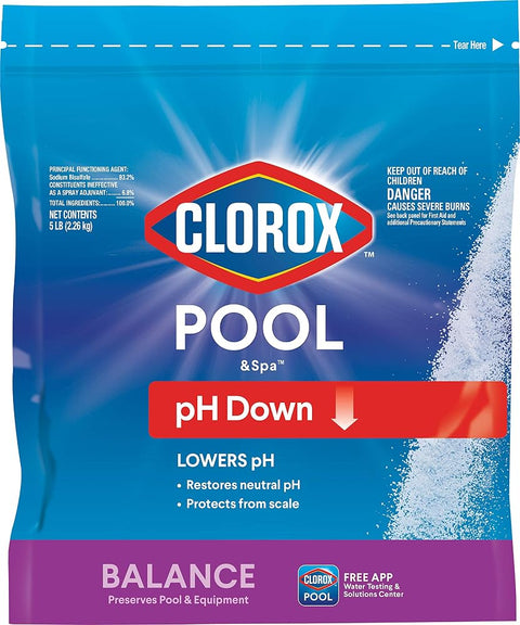 Clorox® Pool&Spa™ Swimming Pool pH Down, Lowers pH, Protects Against Eye and Skin Irritation, 5LB (Pack of 1)