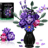 Purple Roses Flower Bouquet Building Sets, 834PCS Artificial Flowers Botanical Collection Compatible with Lego Flowers for Adults Gothic Halloween Decor, Christmas Valentines Day Gifts for Women Men