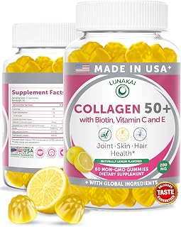 Lunakai USA Made Collagen Gummies for Women & Men Over 50, Non-GMO, 60ct