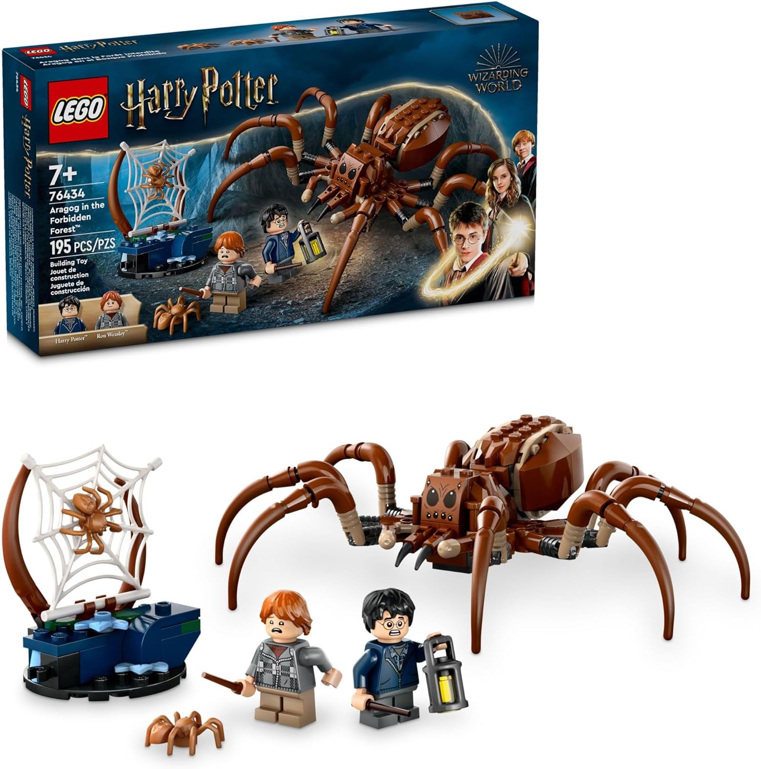 LEGO Harry Potter Aragog in The Forbidden Forest, Spider Toy Playset for Kids, Harry Potter Collectible with Magical Creature and 2 Minifigures, Harry Potter Toy for 7 Year Old Boys and Girls, 76434