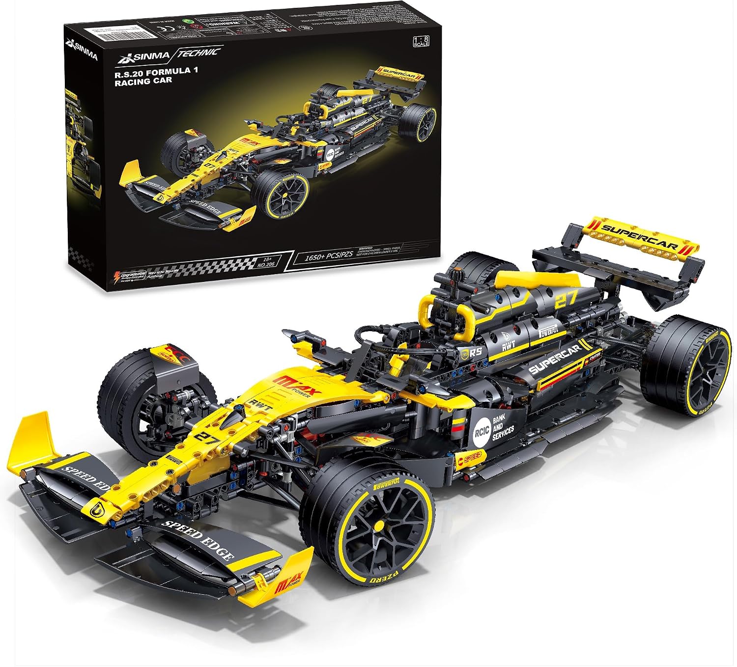 JSINMA Technic F1 RS20 Racing Car Building Kit – 1:8 Scale Collectible Set for Adults, 1650+ PCS Display Model with Realistic Details – DIY Engineering Gift for F1 Fans, Home or Office Display
