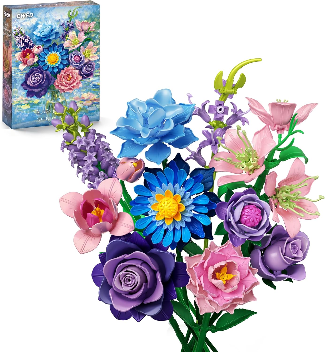 Impressionist Water Lily Flowers Bouquet Building Set for Adults Her