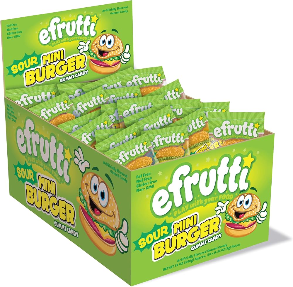 Efrutti Sour Mini Burgers, Gummy Candy, Individually Wrapped - Personal Care