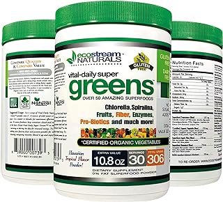 Vital First Daily Greens Superfood Powder 50 Whole Super Foods with Spirulina, Chlorella, Flax Seed, Fiber and Enzymes with Organic Greens - 30 Servings