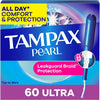 Tampax Pearl Tampons for Women, with LeakGuard Braid, Ultra Absorbency, Unscented, 60 Coun - Image 1