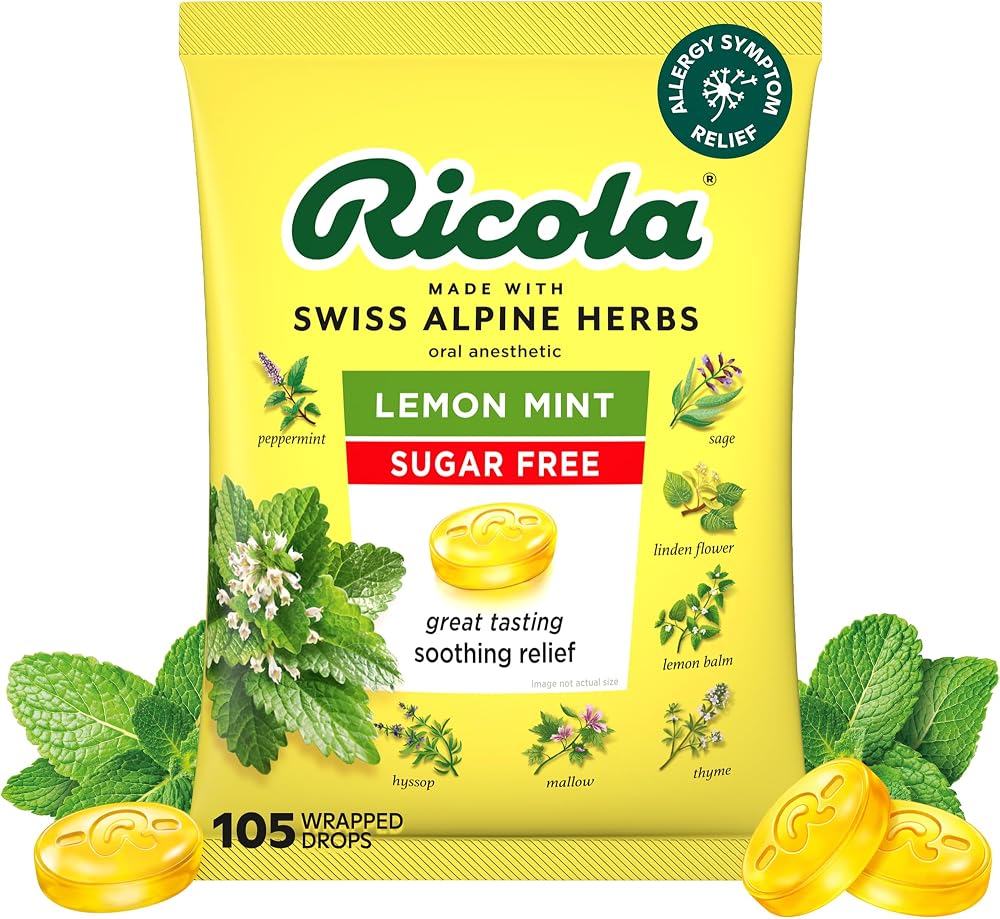 Ricola Sugar Free Lemon Mint Herbal Throat Drops - 105 Count - Personal Care