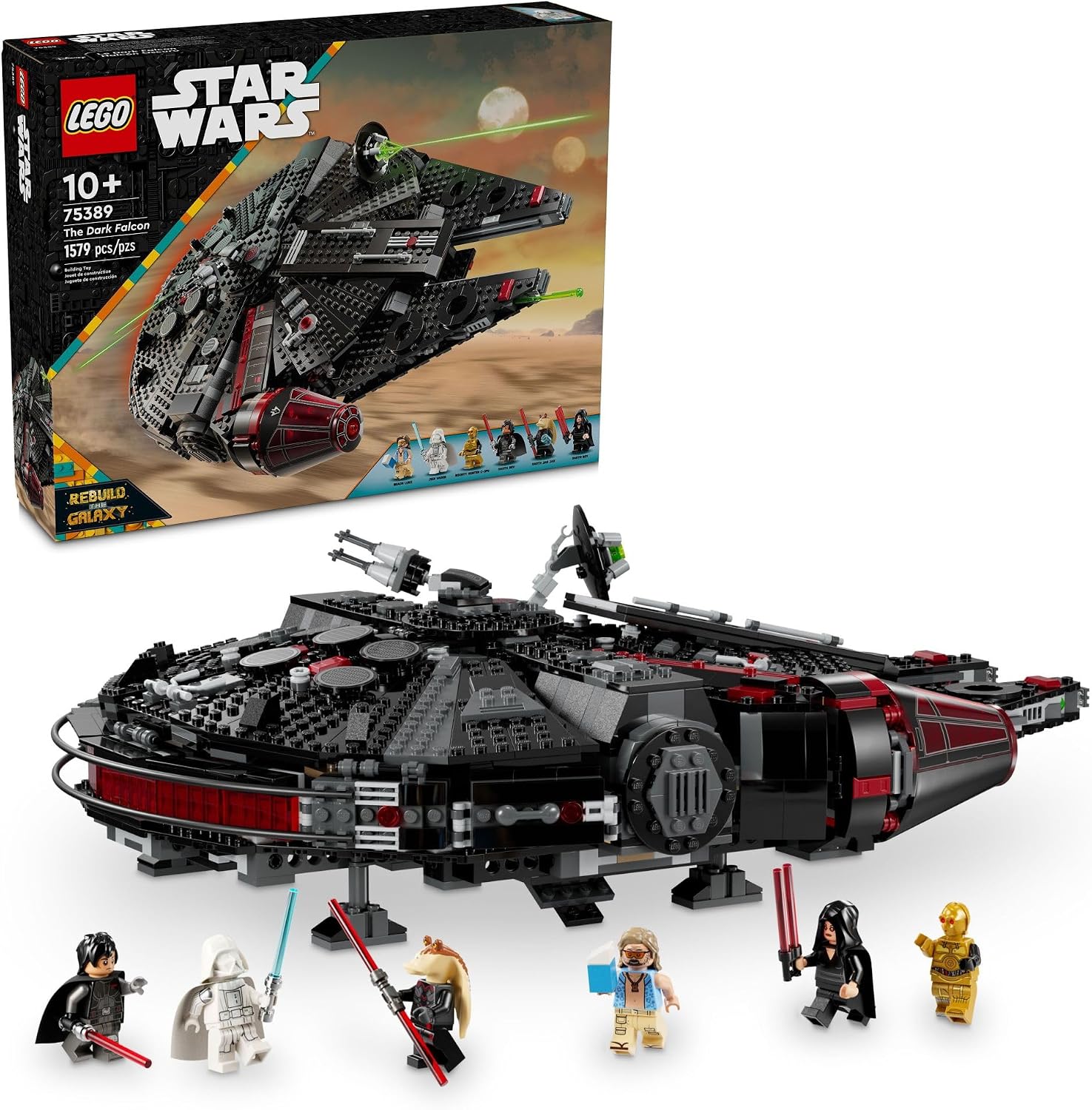 LEGO Star Wars The Dark Falcon Buildable Starship - Star Wars Toy Set for Boys and Girls - Collectible Millenium Falcon Toy with 6 Minifigures - Birthday Gift for Kids - 75389