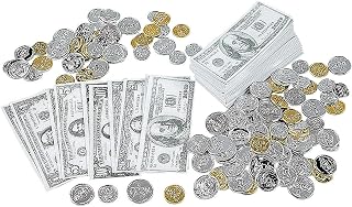 Fun Express Play Money Kit for Kids - 1440 Toy Bills and 144 Toy Coins per Set- Play Store Bills and Coins and Educational Teaching Aids