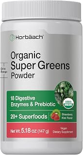Horbäach Organic Greens Powder | 5.18 oz | 20+ Superfoods & Prebiotics