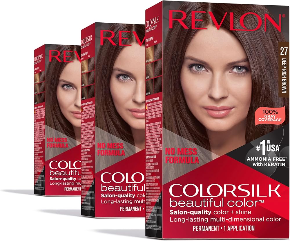 Revlon Colorsilk Beautiful Color Permanent Hair Color, (OLD VERSION) 27 Deep Rich Brown , Count
