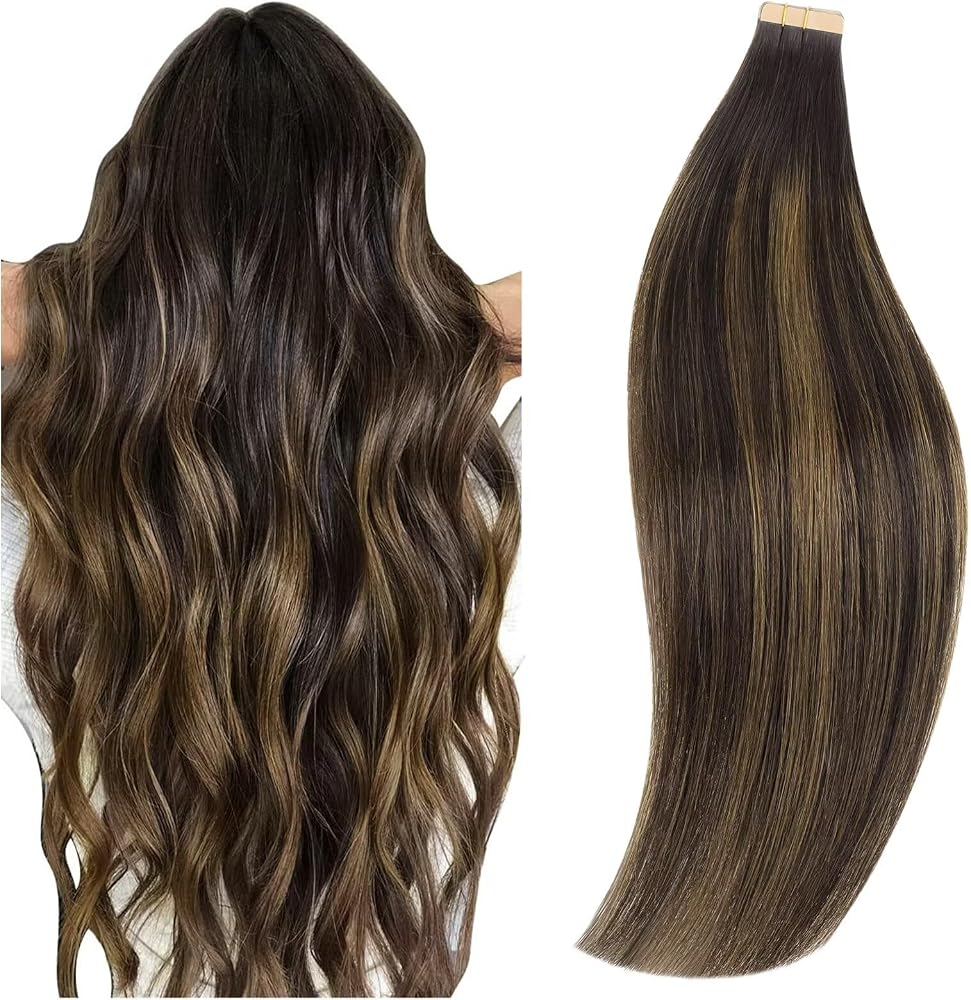 DOORES Tape in Hair Extensions Human Hair for Fine Thin, Add Volume, Length