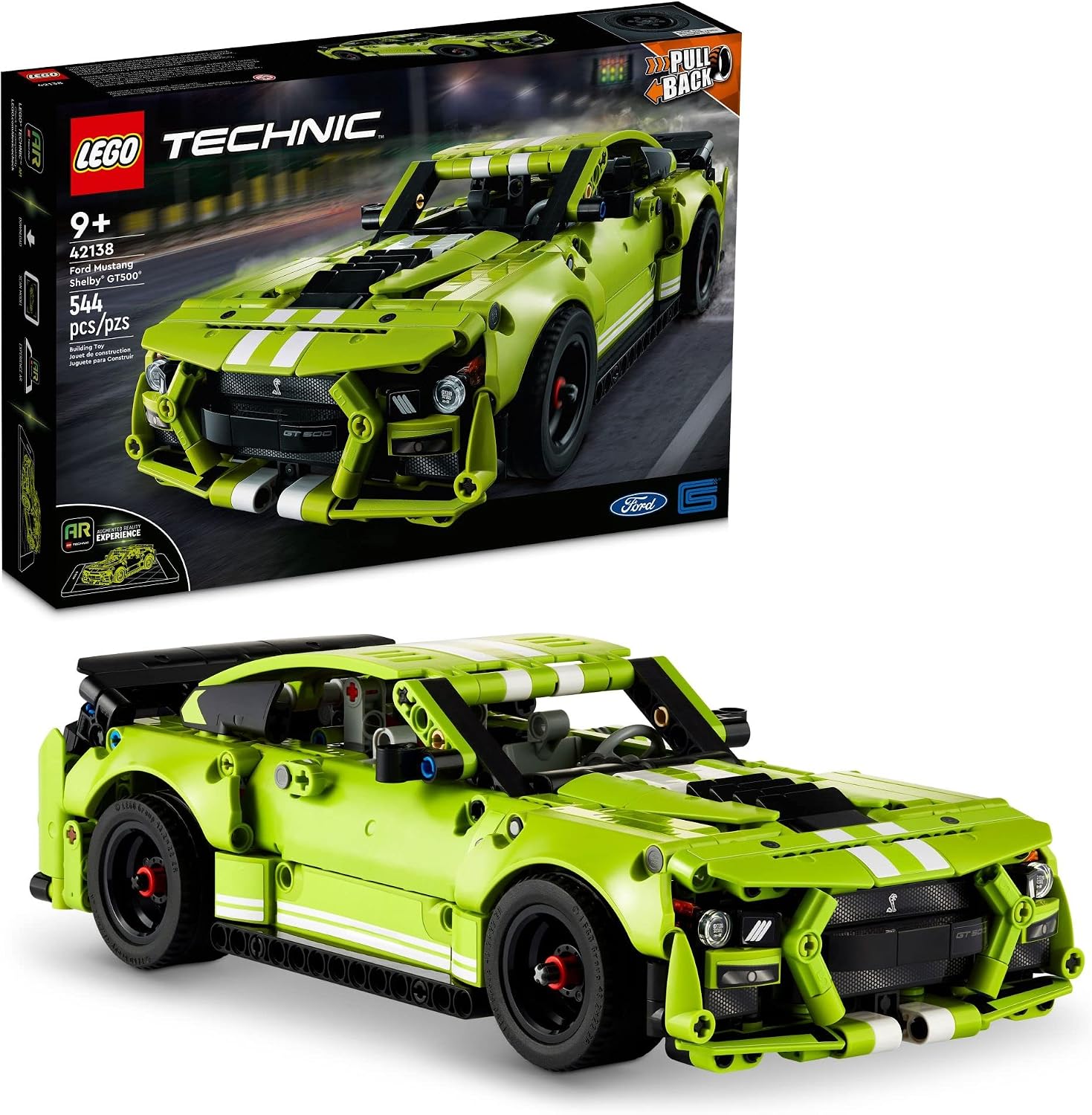 LEGO Technic Ford Mustang Shelby GT500 Toy Car - Building Toy for Boys & Girls, Ages 9+ Years - Pull Back Car W/AR App for Pretend Play - Gift Ideas - 42138