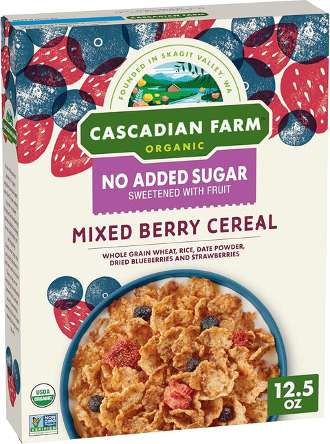 Cascadian Farm, Cereal Mixed Berry No Added Sugar Organic, 12.5 Ounce