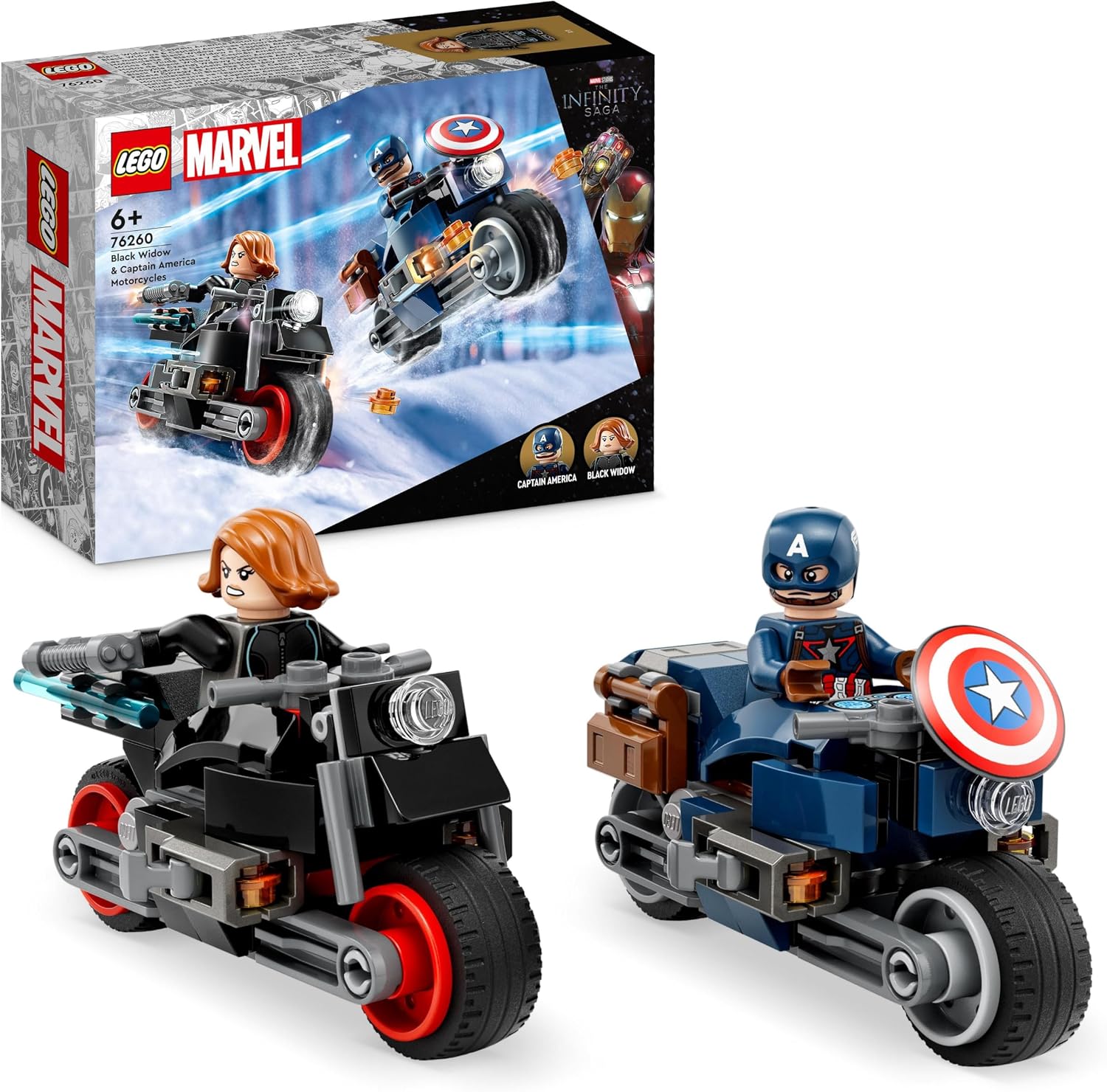 LEGO Marvel 76260 Black Widow and Captain America Motorcycles Avengers Age of Ultron Toy