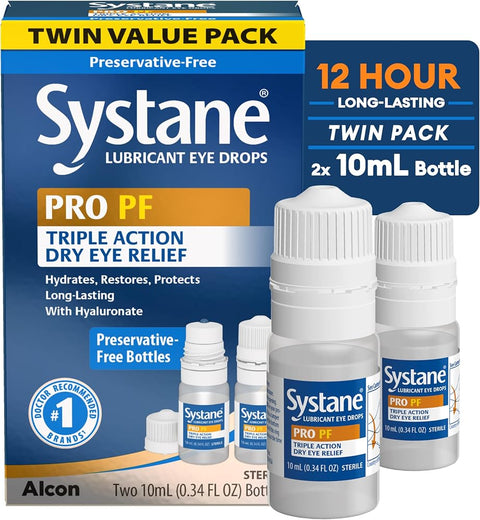 Systane PRO PF Lubricating Eye Drops for Dry Eyes, 0.34 Fl Oz, 2 Pack
