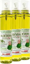 BioMiracle 98% Organic Aloe Vera Mist (3.9 oz) - Cooling Relief for Sunburn, Dry or Irritated Skin, Hydrating Spray with Vitamins C & E, 3-Pack