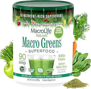 MacroLife Naturals Macro Greens Superfood Powder, 90 Servings (30oz)
