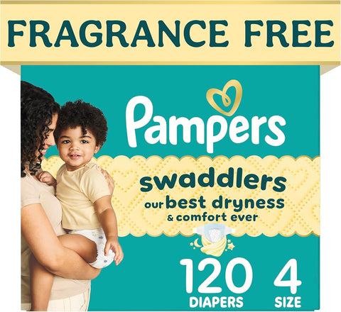 Pampers Swaddlers Diapers, Size 4 (15-34 lbs), , Fragrance Free, Hypoallergenic, Absorbent, Pediatrician Recommended, Skin Safe - Perfume - Beauty