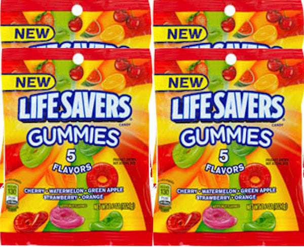 Lifesavers Gummies Original Gummy Snacks Snack Care Package for College, Military, Sports Net WT 3.6 Oz (4)