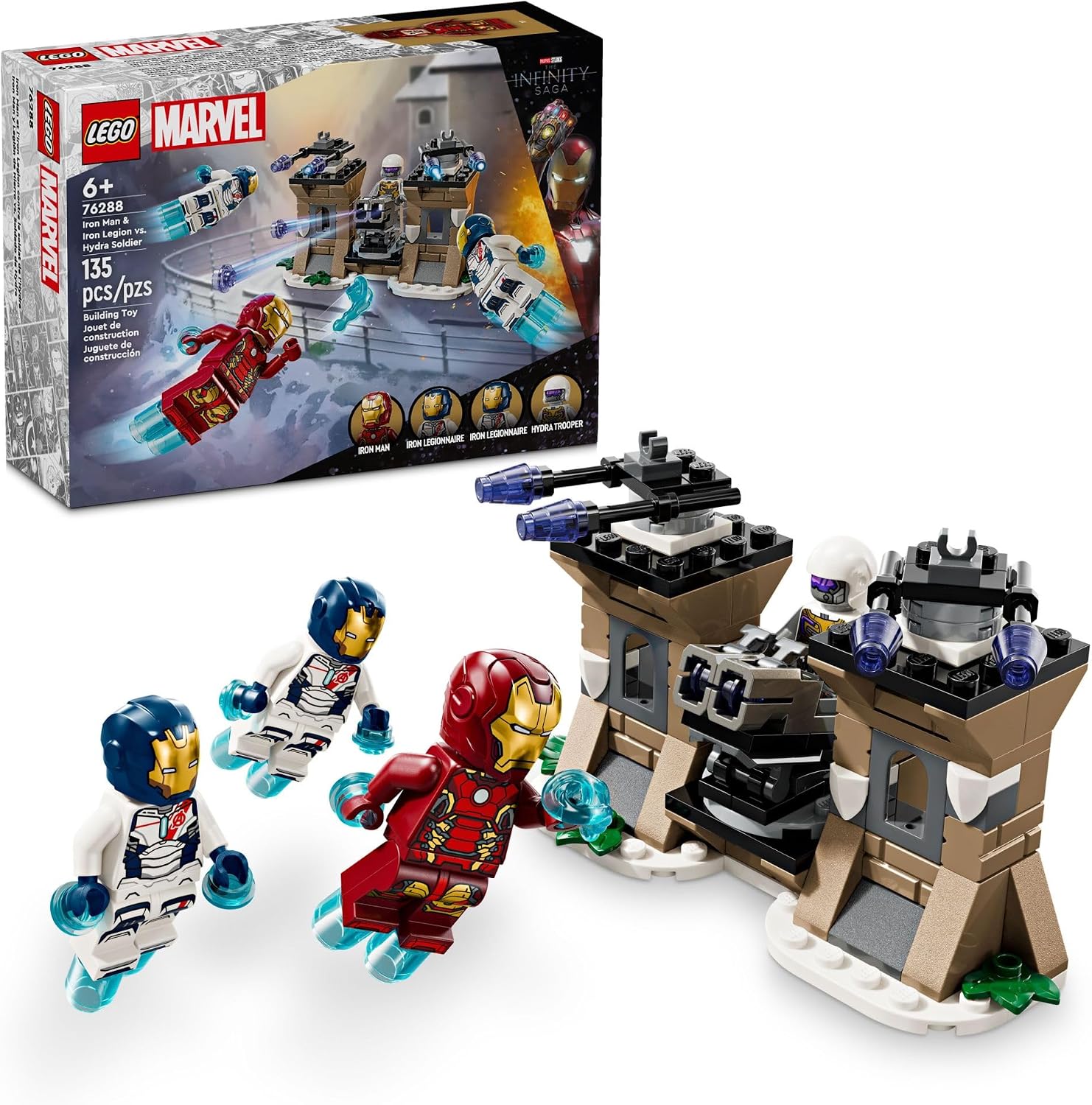LEGO Marvel Iron Man & Iron Legion vs. Hydra Soldier Building Set, Avengers Toy for Creative Kids & Super Hero Fans, Marvel Gift for Boys & Girls Ages 6 and Up, Iron Man Toy with 4 Minifigures, 76288