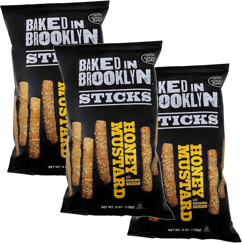 Baked in Brooklyn Honey Mustard Breadsticks with Sesame Seeds - 3 Pack