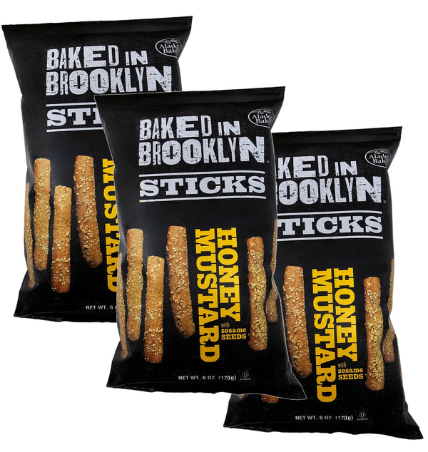 Baked in Brooklyn Honey Mustard Breadsticks with Sesame Seeds - 3 Pack