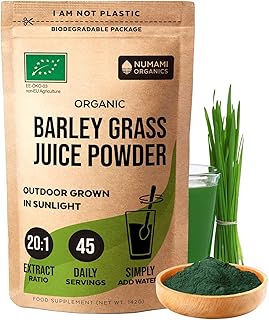 Numami Organic Barley Grass Juice Powder, Grown in USA, Pure Raw and Water Soluble, Add to Your Smoothie or Drink as a Juice