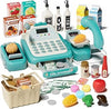 49Pcs Cash Register Toy Set, Pretend Play Grocery Store Cashier Playset