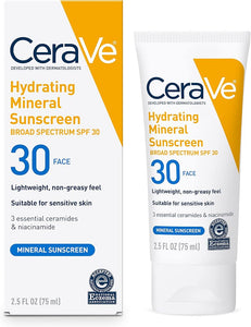 Cerave Hydrating Mineral Sunscreen SPF 30 with Hyaluronic Acid, 2.5oz - Personal Care