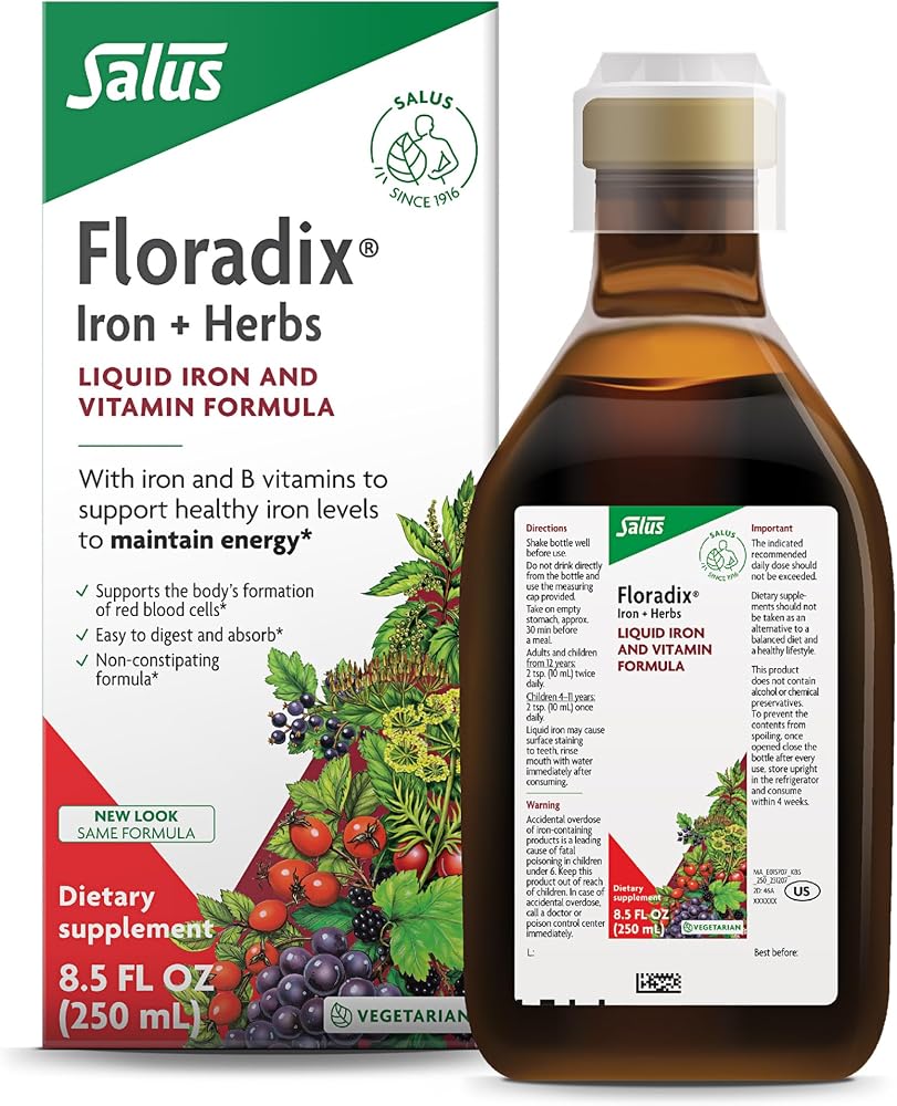 Floradix Iron & Herbs, Herbal Supplement for Men and Women, 8.5 fl oz - Personal Care