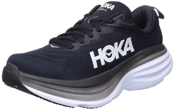 Hoka Women's Bondi 8 Sneaker, Black/White, 6.5