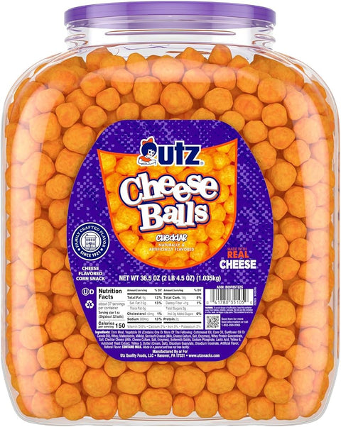 Utz Cheese Balls Barrel, 36.5 oz - Personal Care