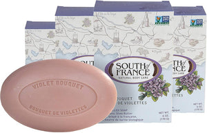 Violet Bouquet Clean Bar Soap by South of France Clean Body Care Triple-Milled French Soap with Organic Shea Butter + Essential Oils Vegan, Non-GMO Body Soap 6 oz Bar