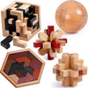 5PCS Wooden Puzzles for Adults & Kids – Cube & Shape Brain Teasers, Logic & Educational Games, Family Fun