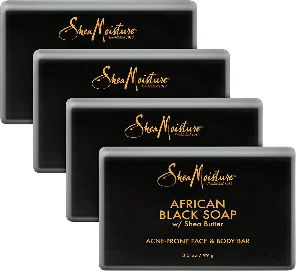 Sheamoisture Face and Body Bar for Oily, Blemish-Prone Skin African Black Soap Paraben Free 3.5 oz , facial cleanser - Personal Care